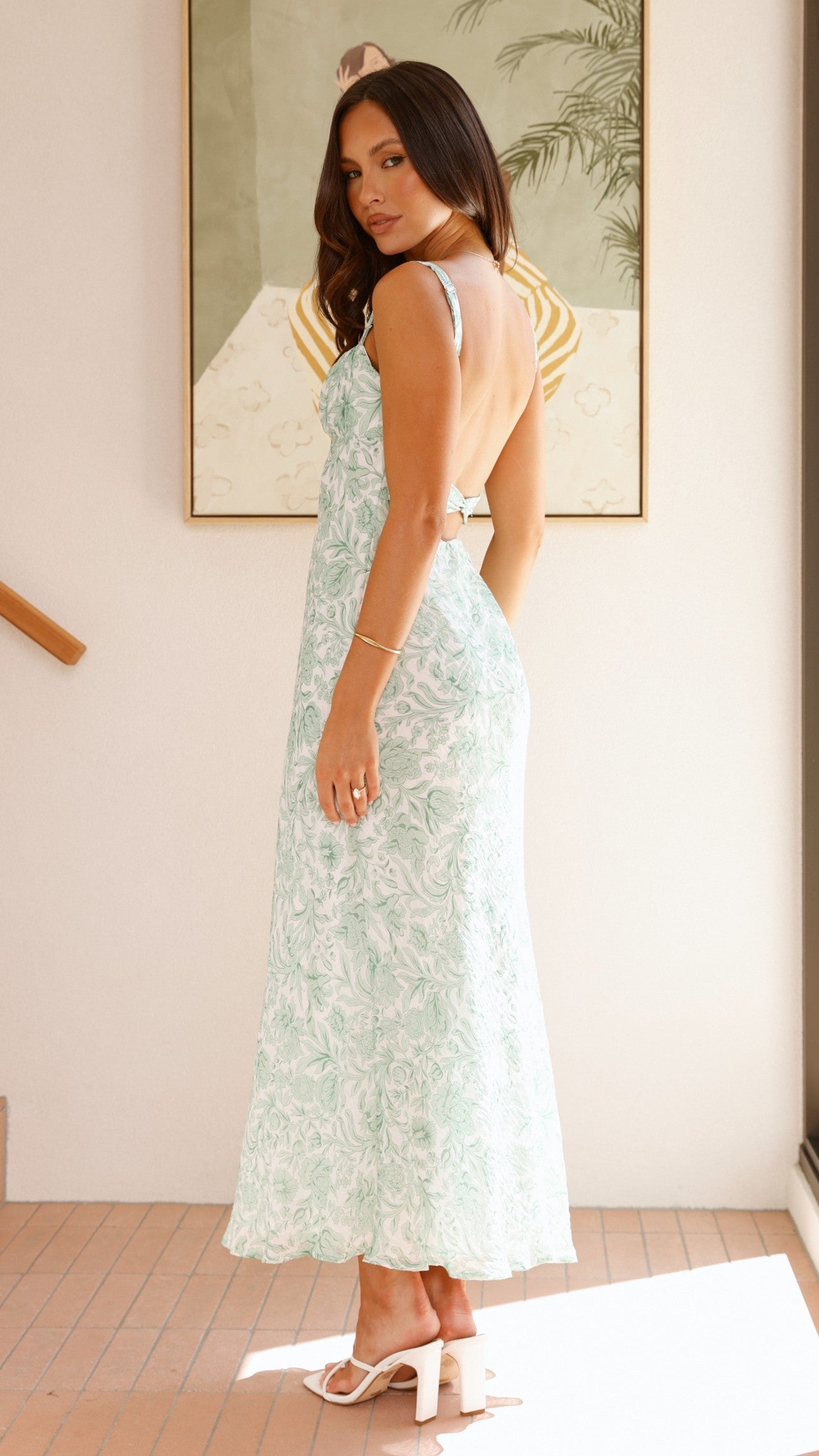 Margo Midi Dress - Green Flower