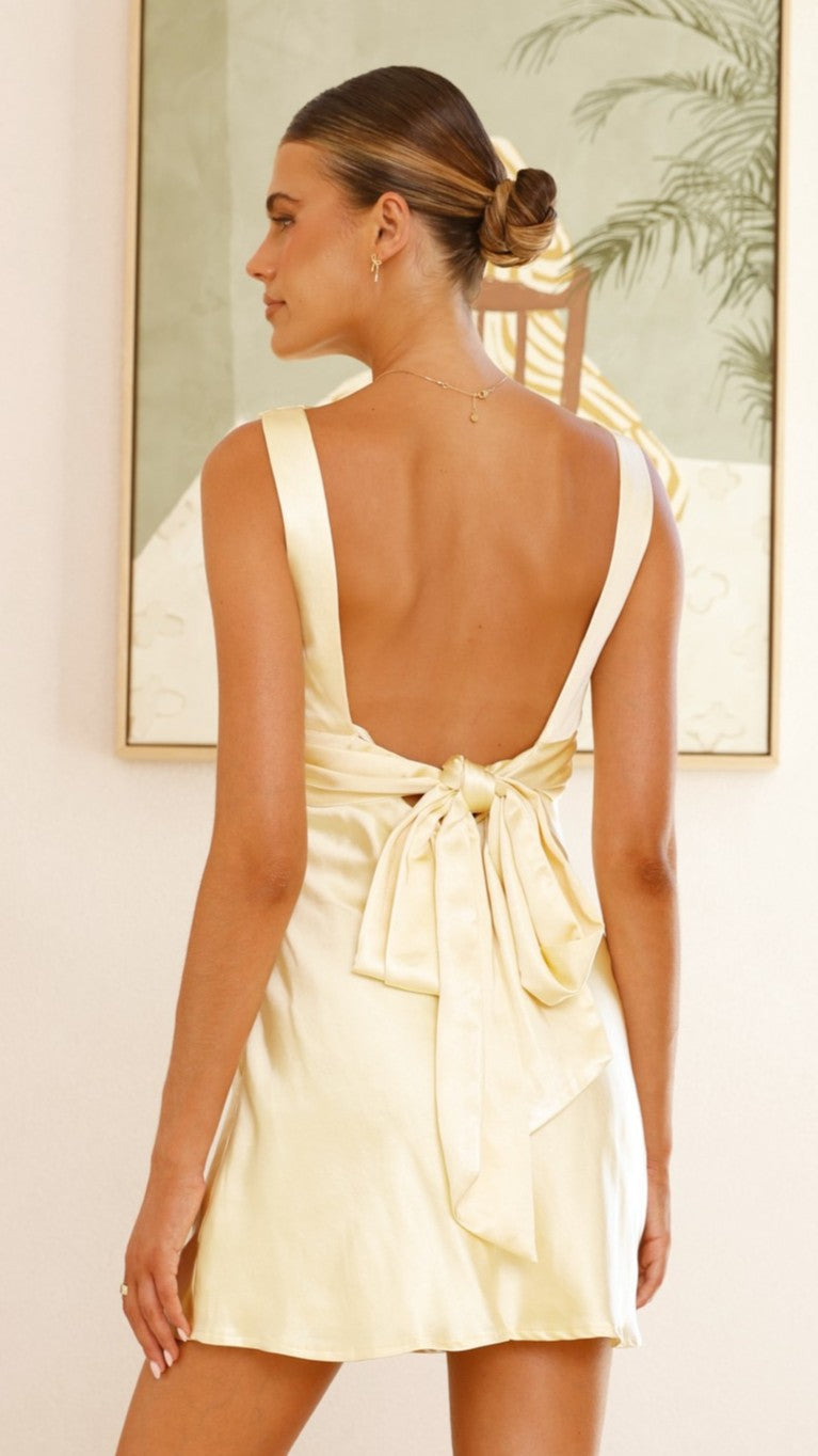 Korie Boatneck Mini Dress - Yellow