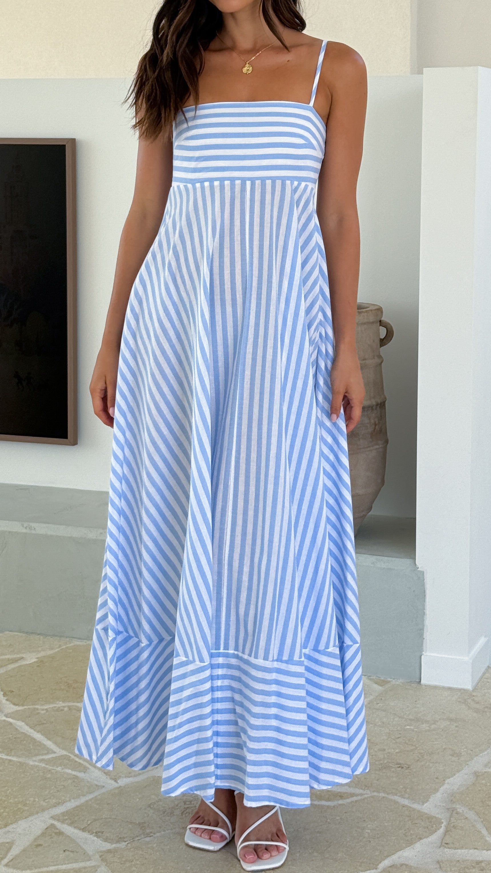 Kaethe Maxi Dress - Baby Blue Stripe