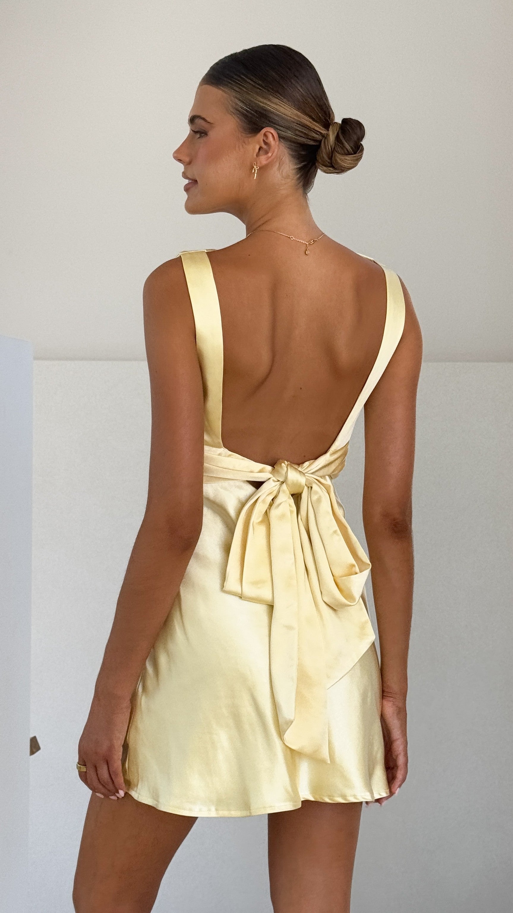 Korie Boatneck Mini Dress - Yellow