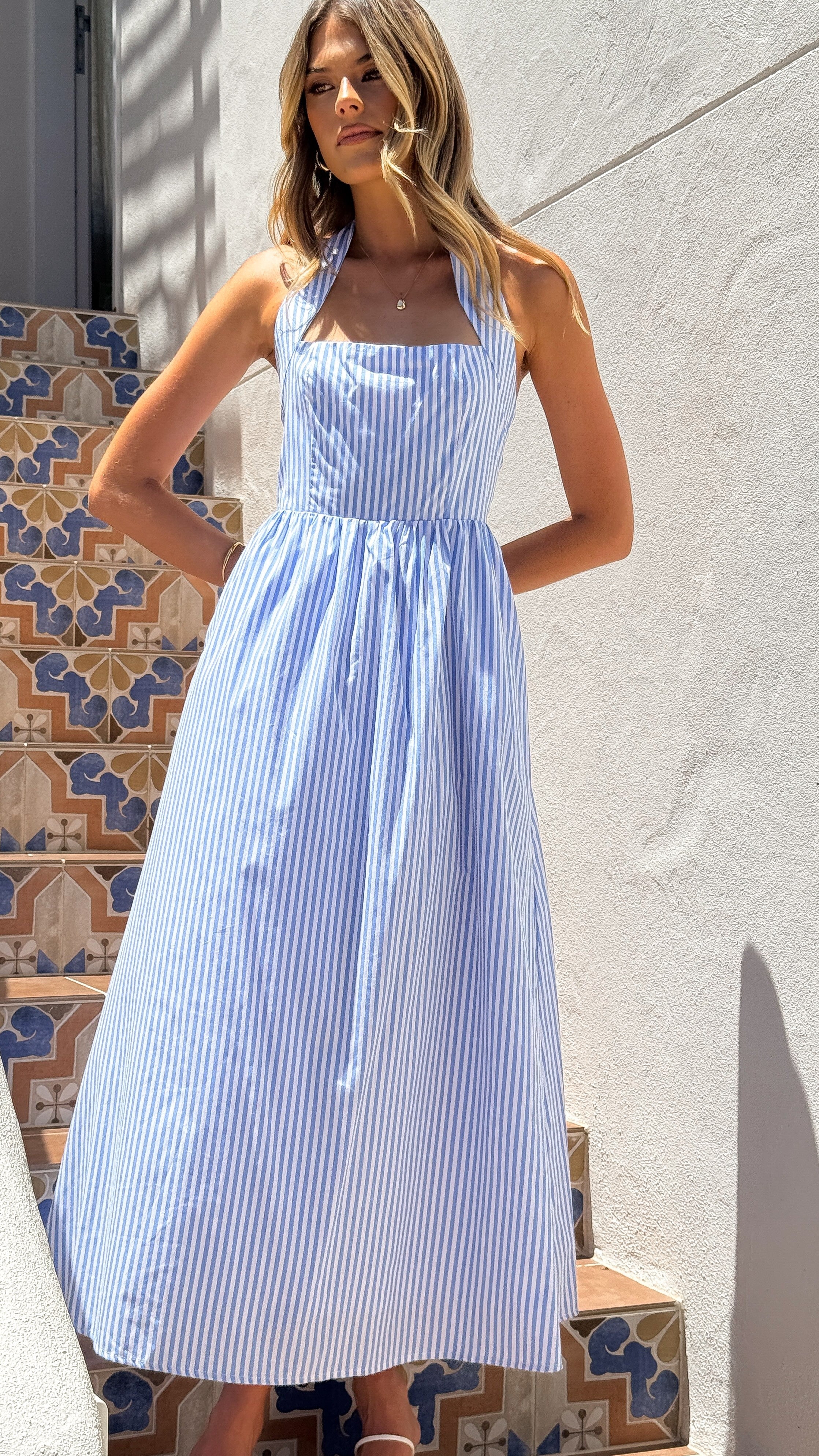 Moxie Maxi Dress - Blue/White Stripe