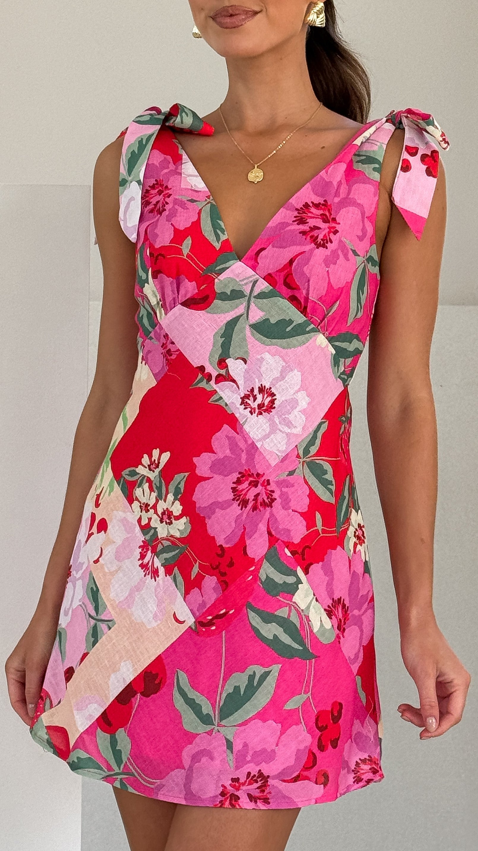Delilah Mini Dress - Pink Floral Print