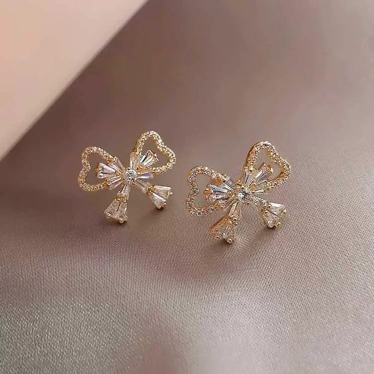 Crystal Ribbon Heart Earrings