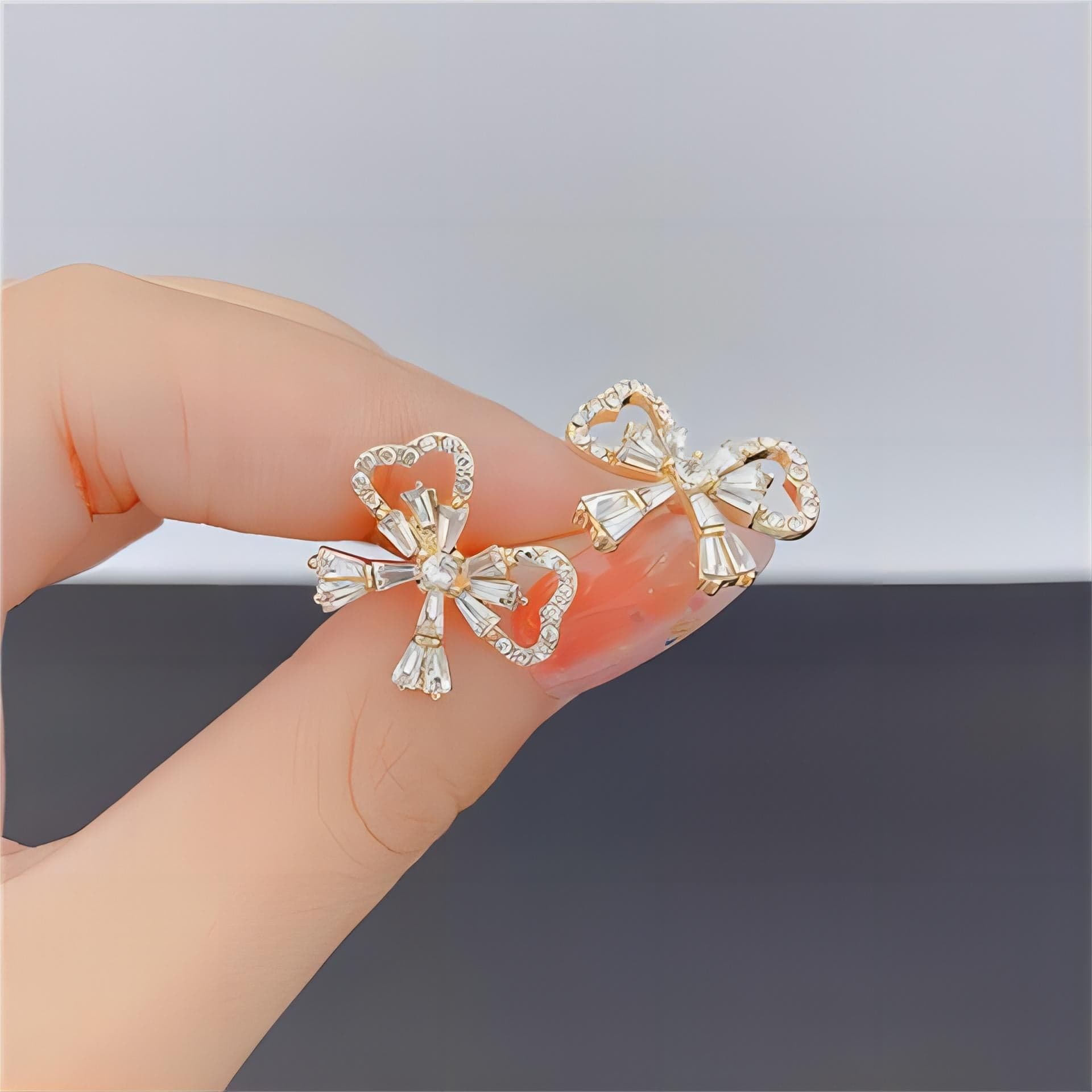 Crystal Ribbon Heart Earrings