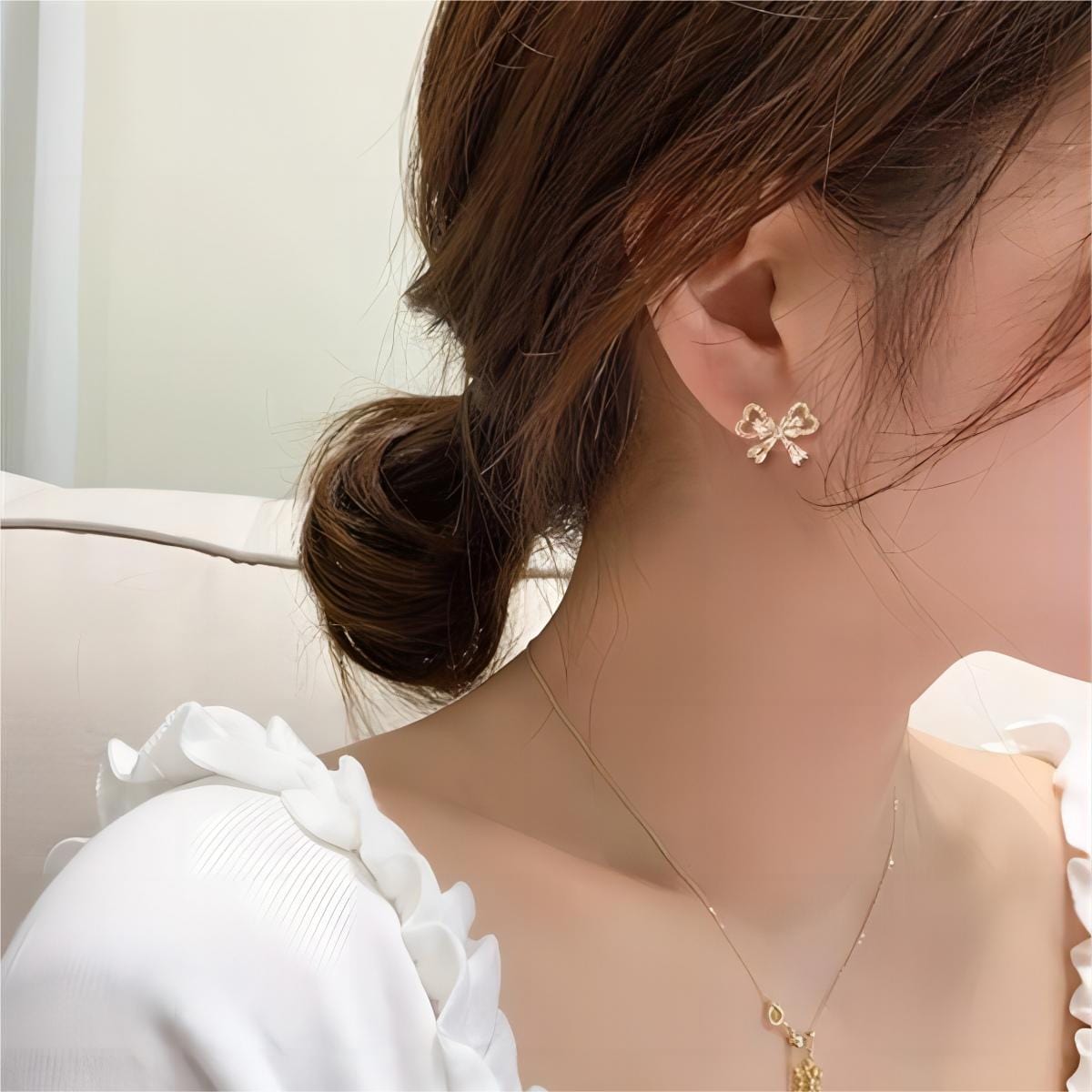 Crystal Ribbon Heart Earrings