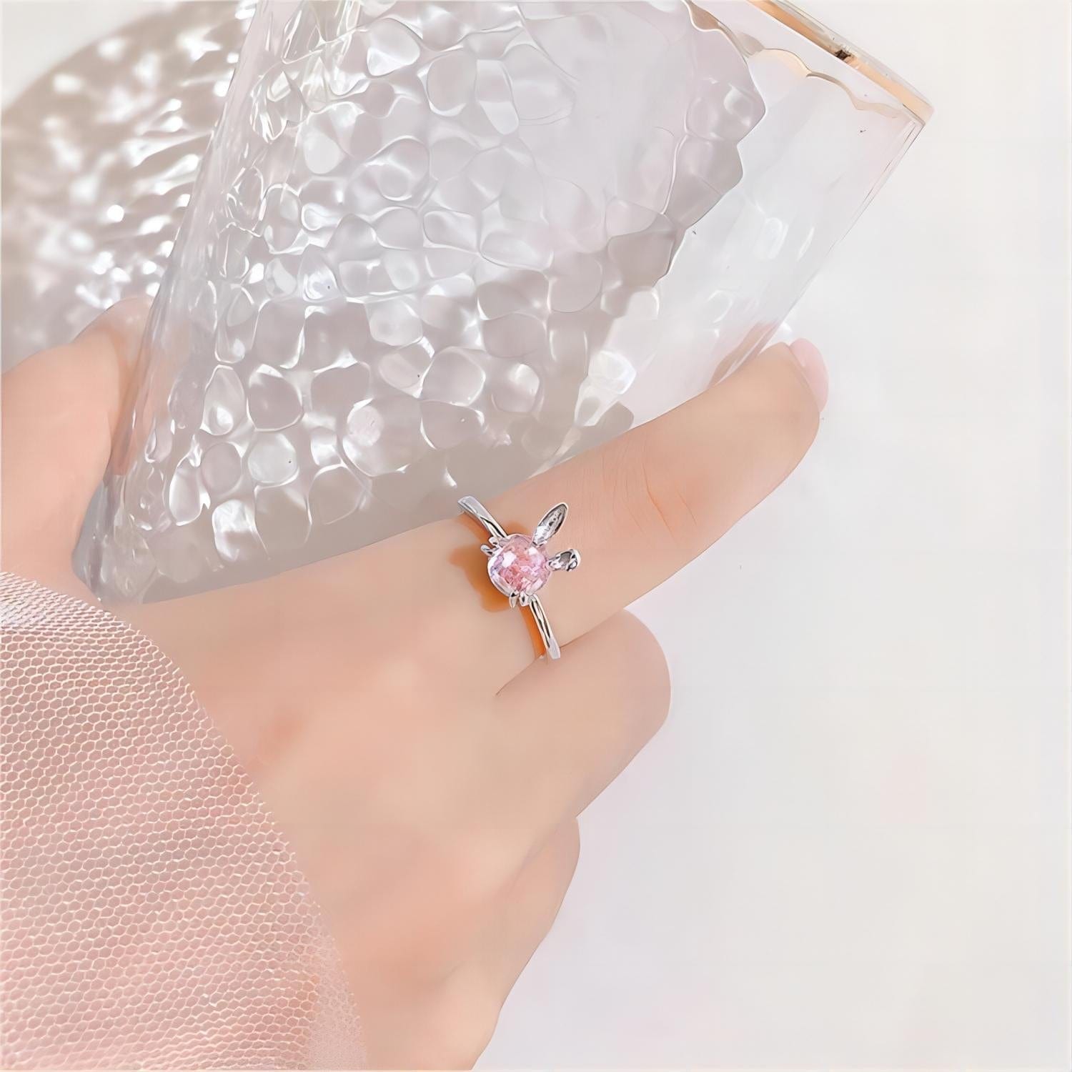 Cute Crystal Rabbit Ring