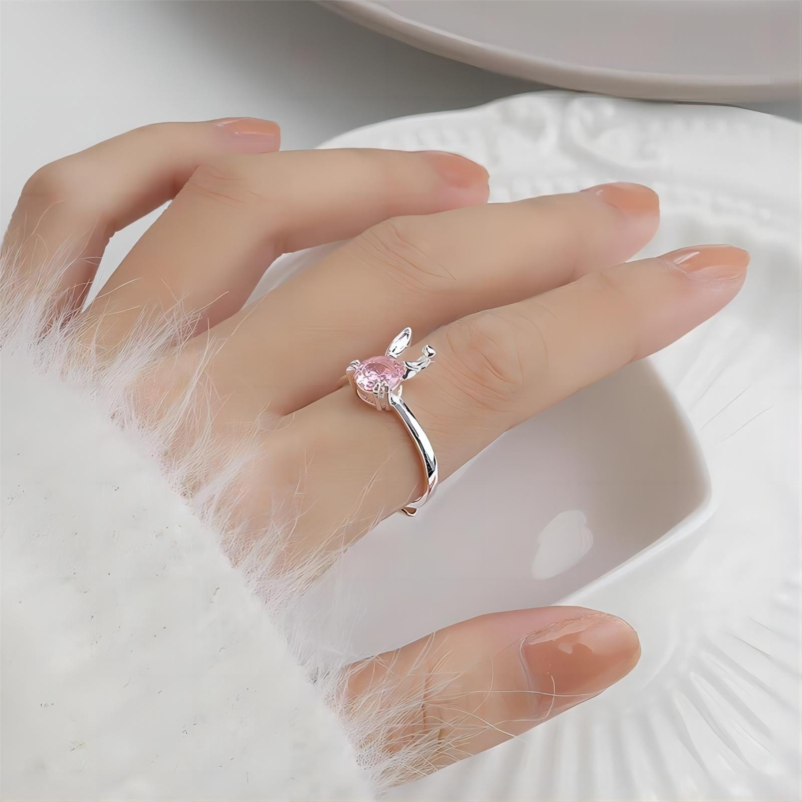 Cute Crystal Rabbit Ring