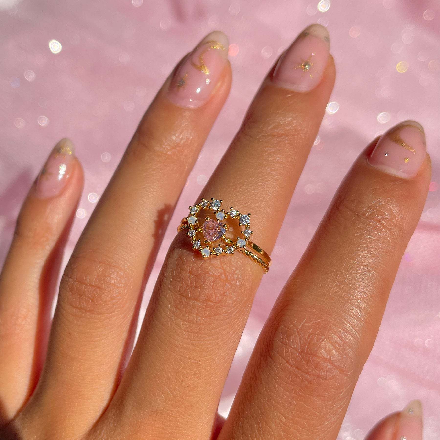 Cute Cubic Zirconia Heart Ring