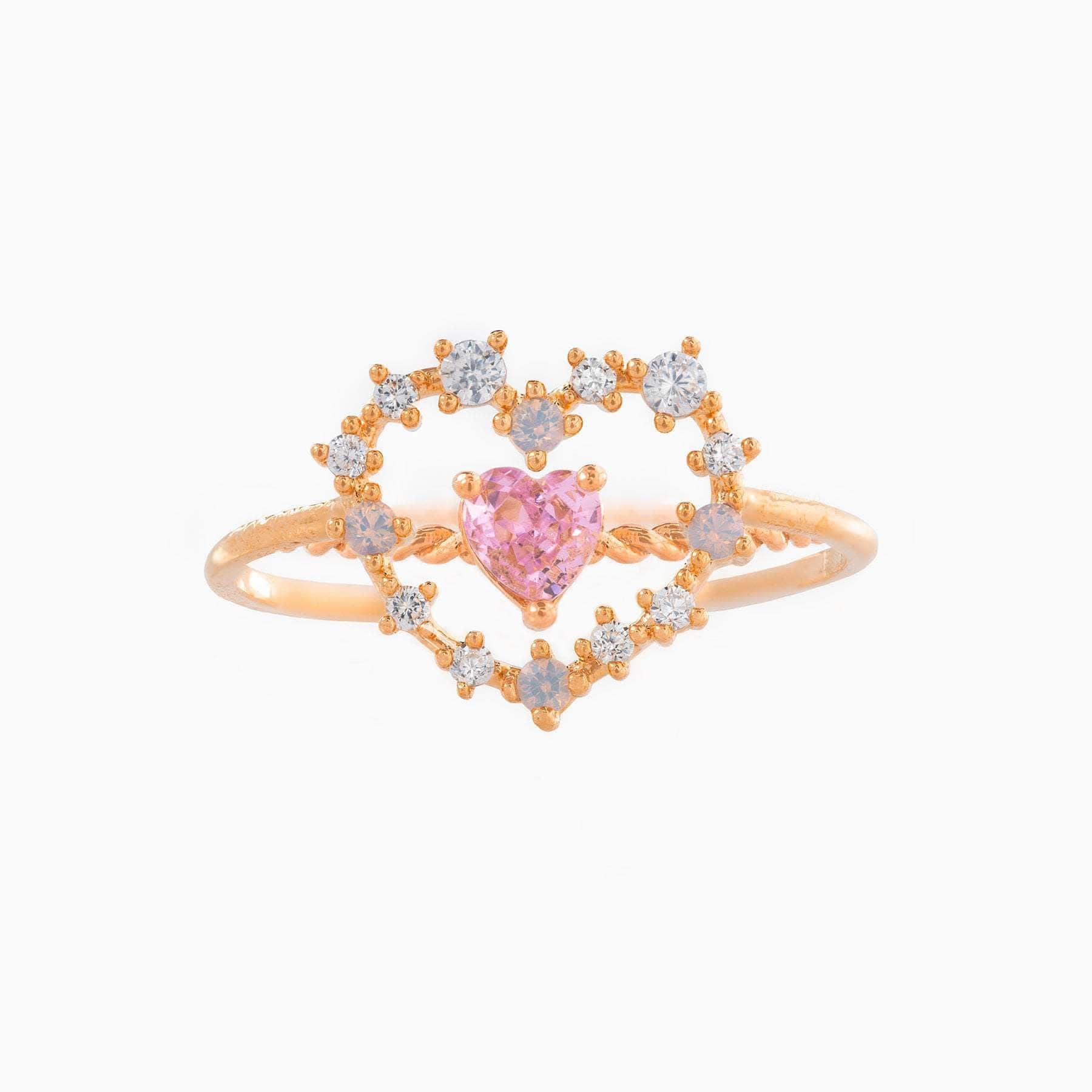 Cute Cubic Zirconia Heart Ring