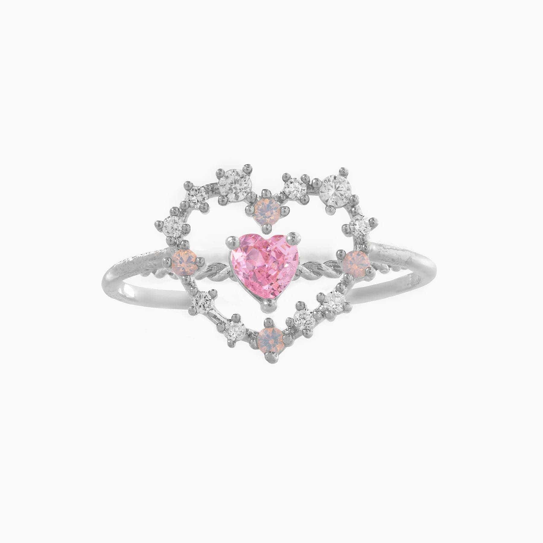 Cute Cubic Zirconia Heart Ring