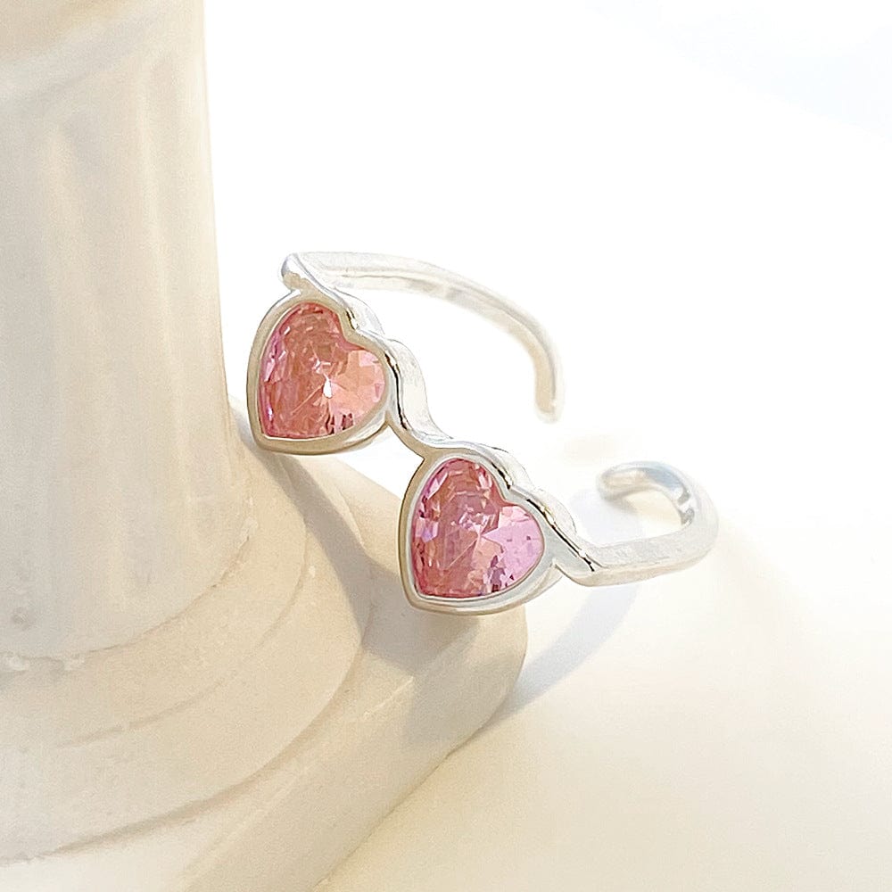 Cute Heart Shape Sunglasses Crystal Love Ring