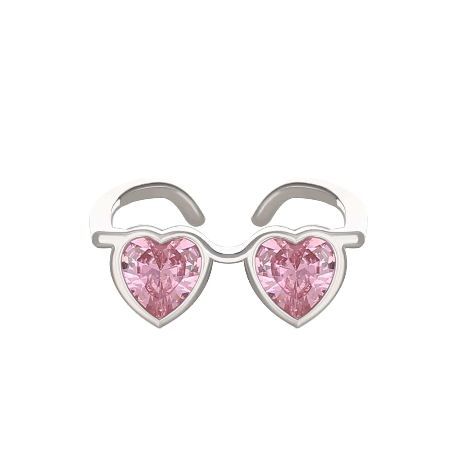 Cute Heart Shape Sunglasses Crystal Love Ring