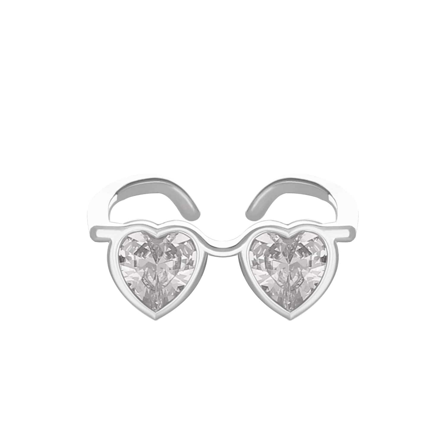 Cute Heart Shape Sunglasses Crystal Love Ring