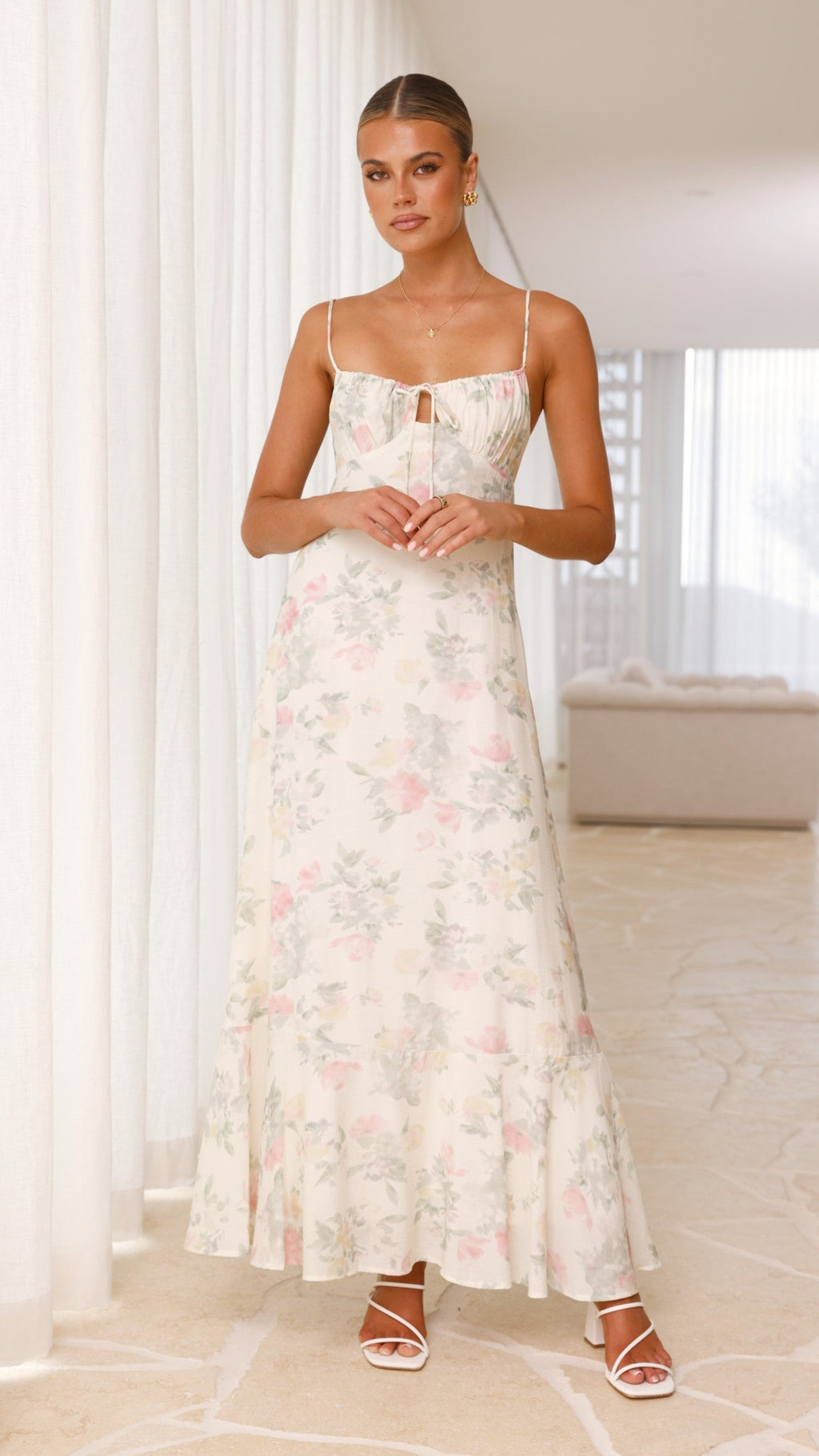 Nova Maxi Dress - White Floral