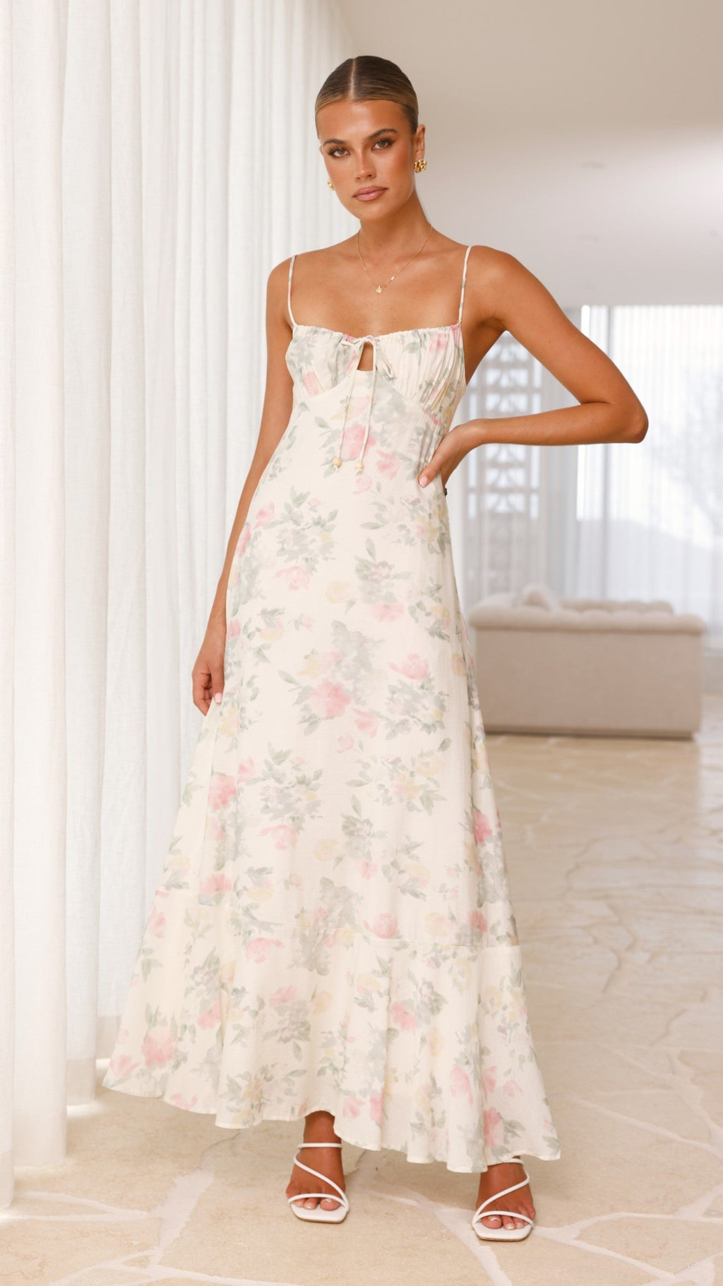 Nova Maxi Dress - White Floral