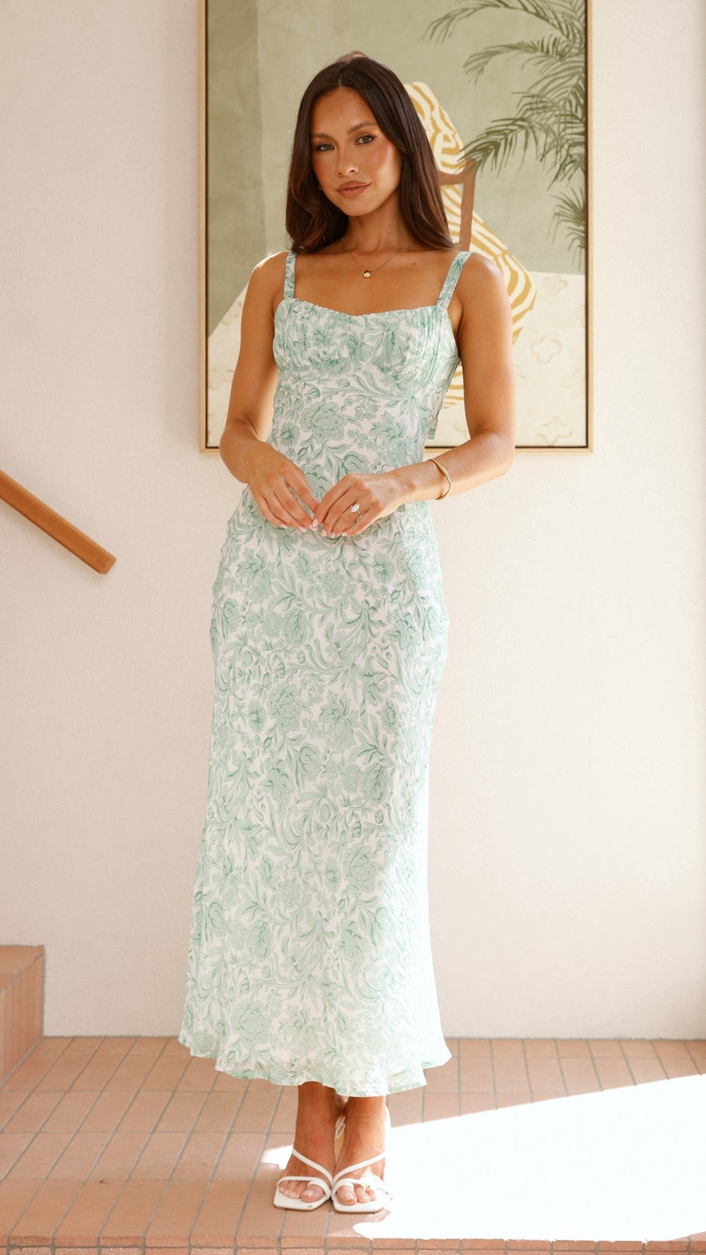 Margo Midi Dress - Green Flower