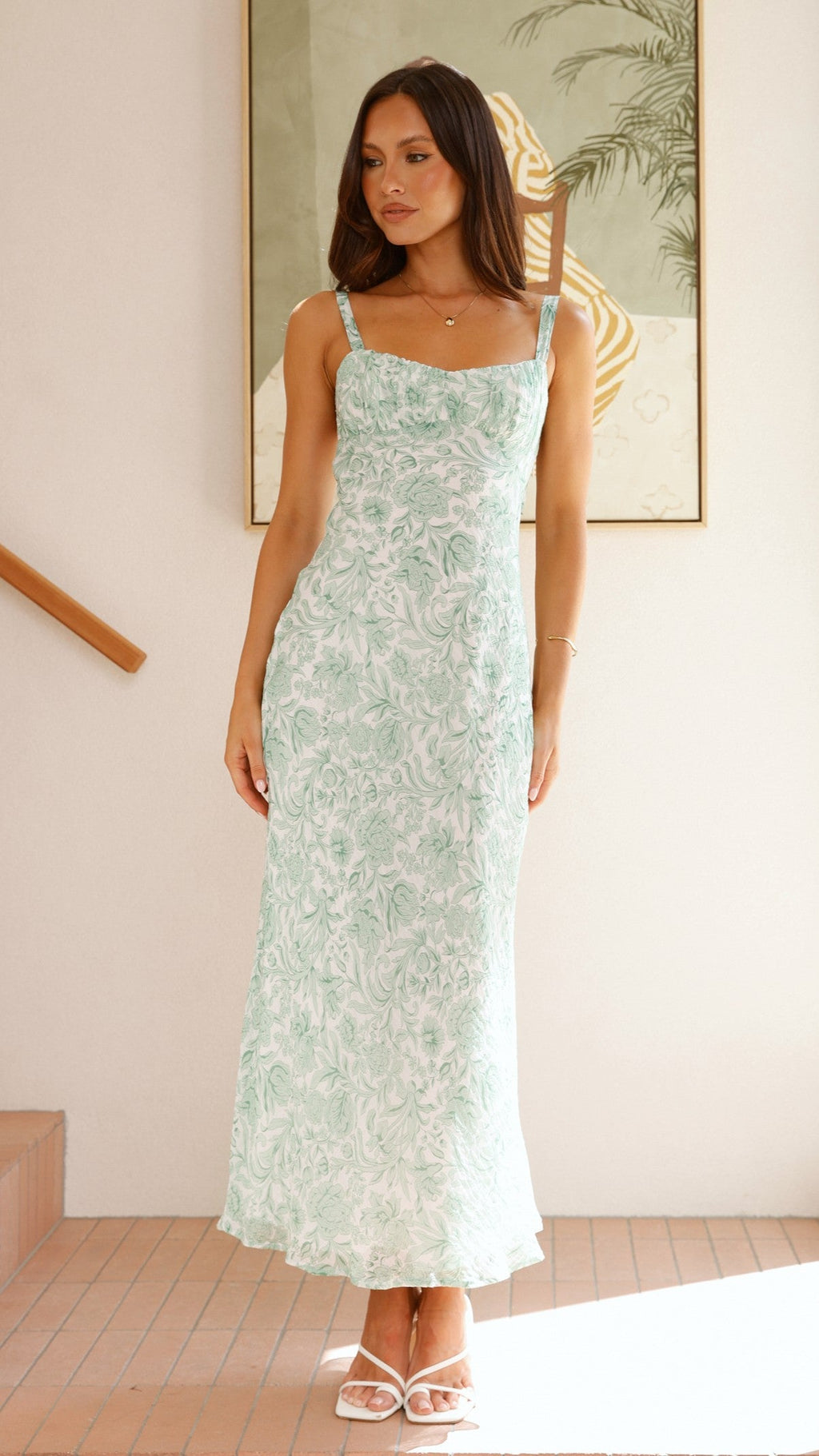 Margo Midi Dress - Green Flower