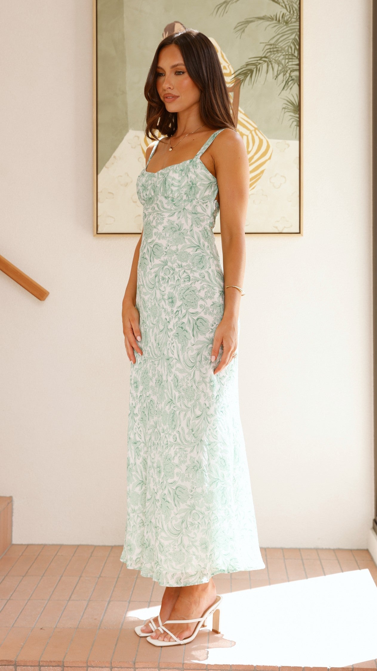 Margo Midi Dress - Green Flower