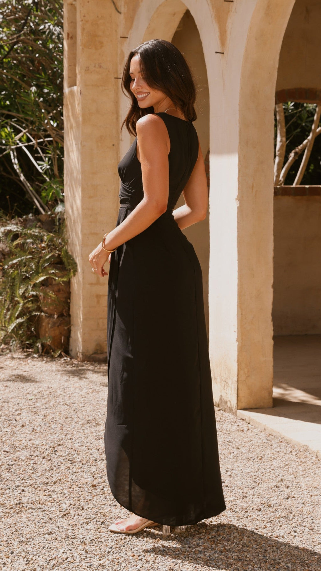 Pamela V Neck Maxi Dress - Black