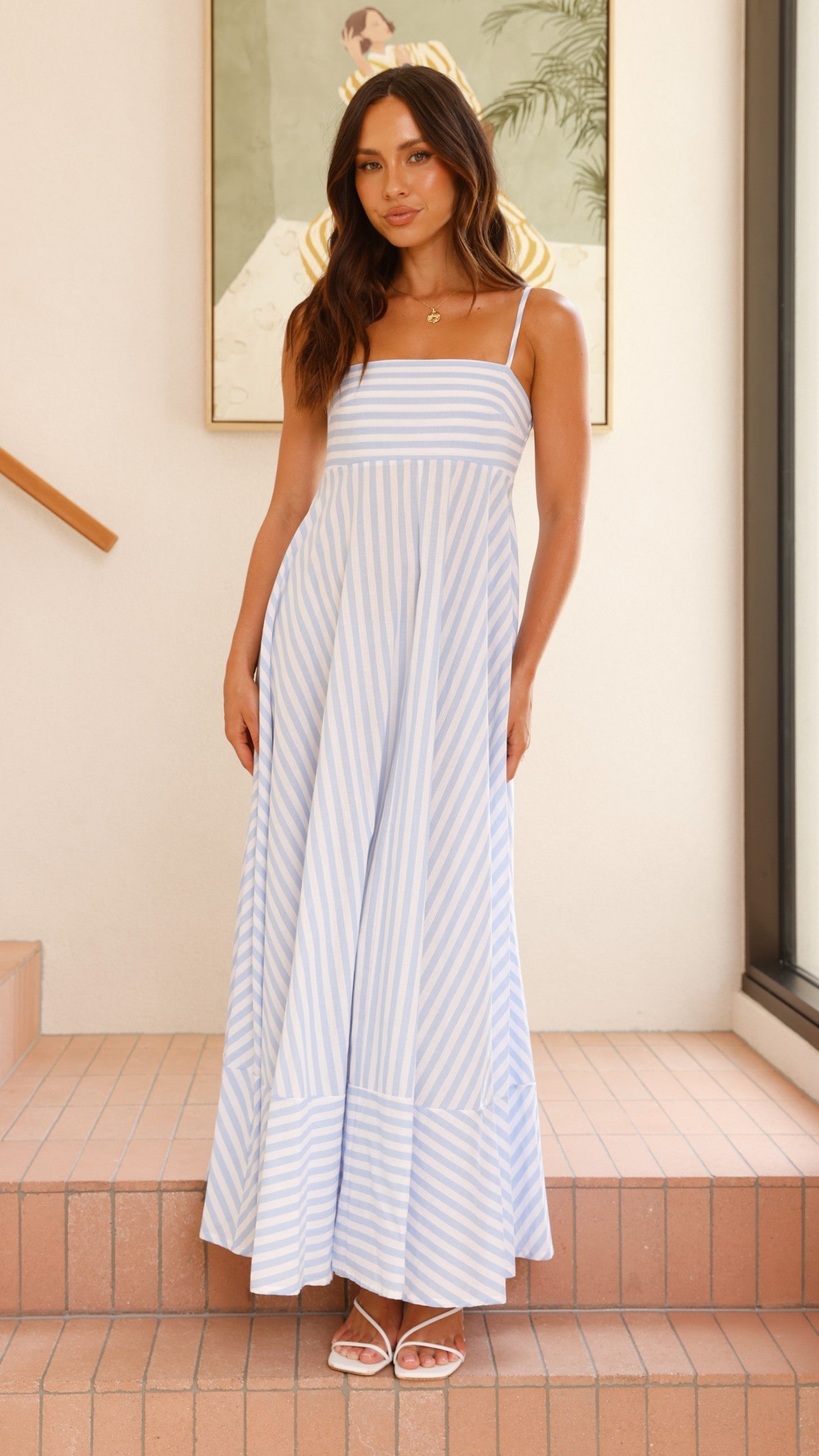Kaethe Maxi Dress - Baby Blue Stripe