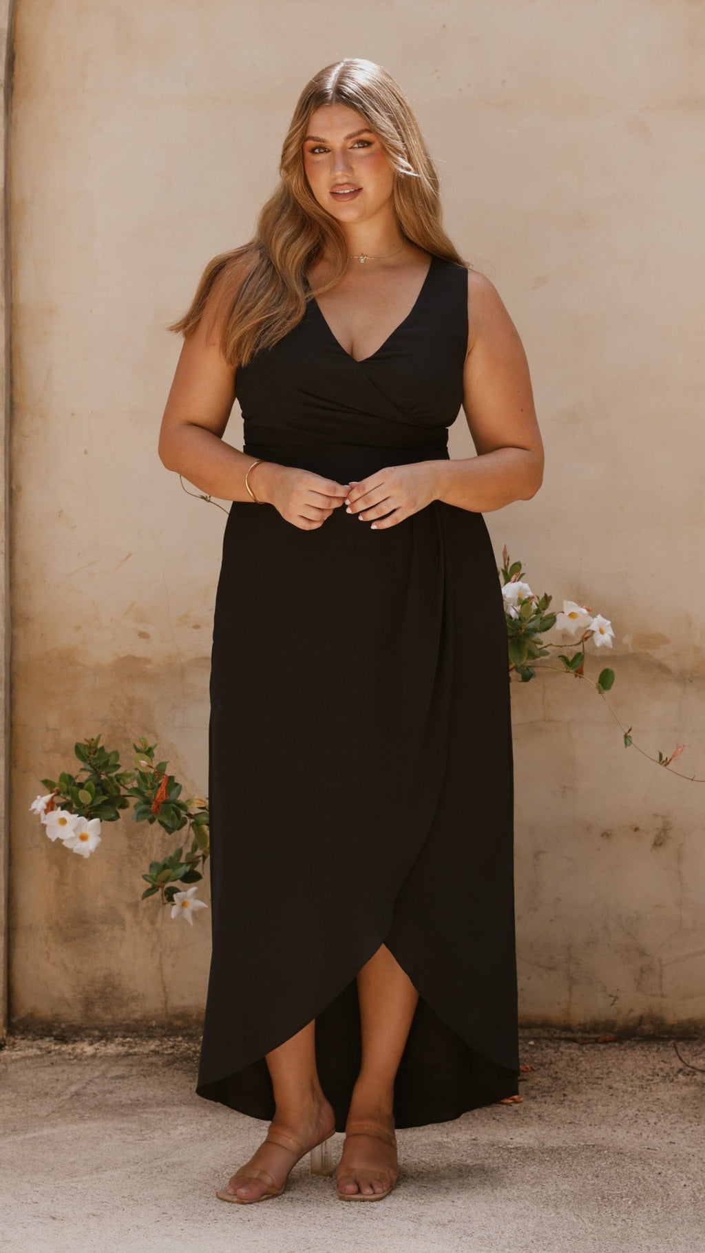 Pamela V Neck Maxi Dress - Black