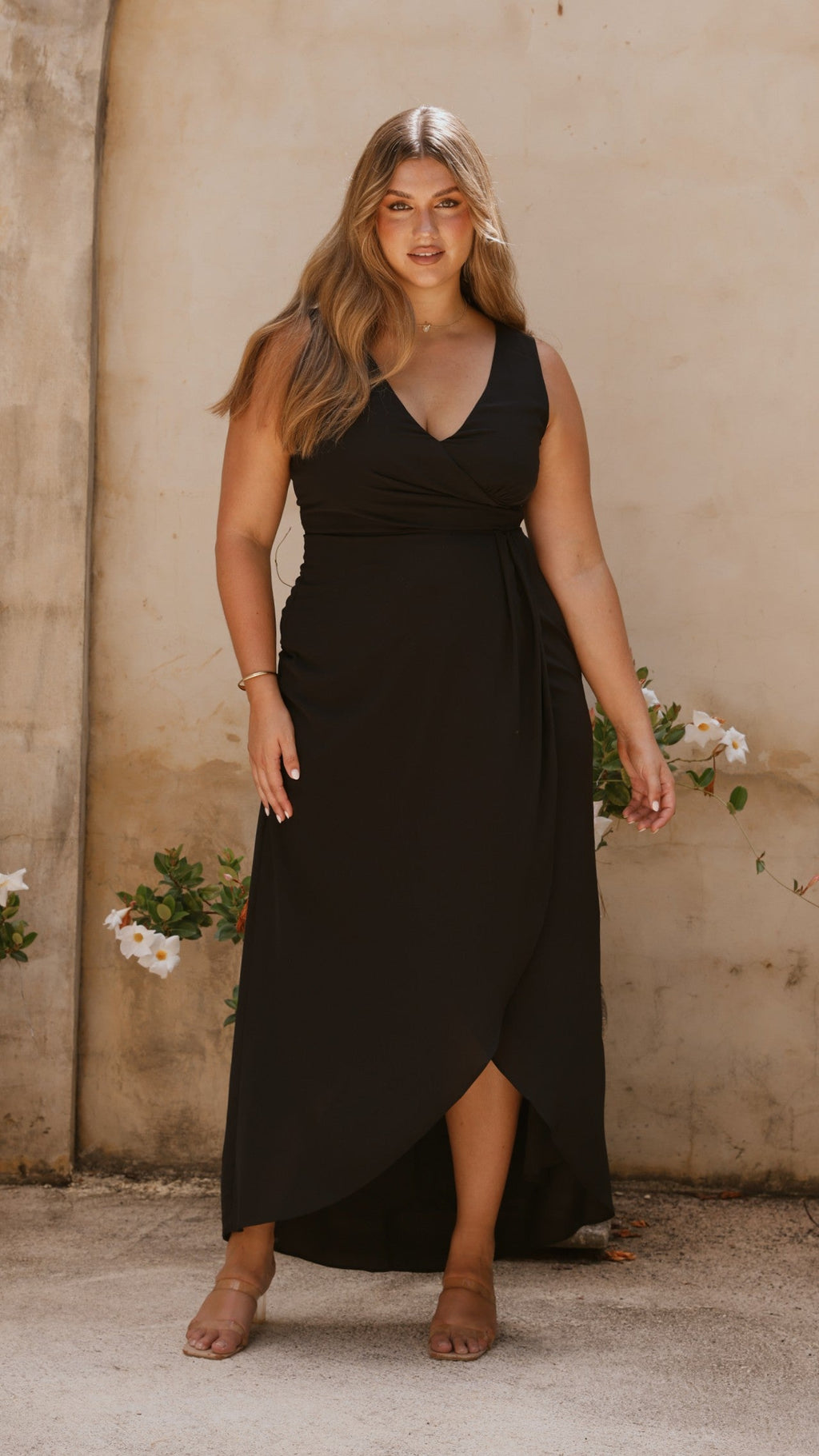 Pamela V Neck Maxi Dress - Black