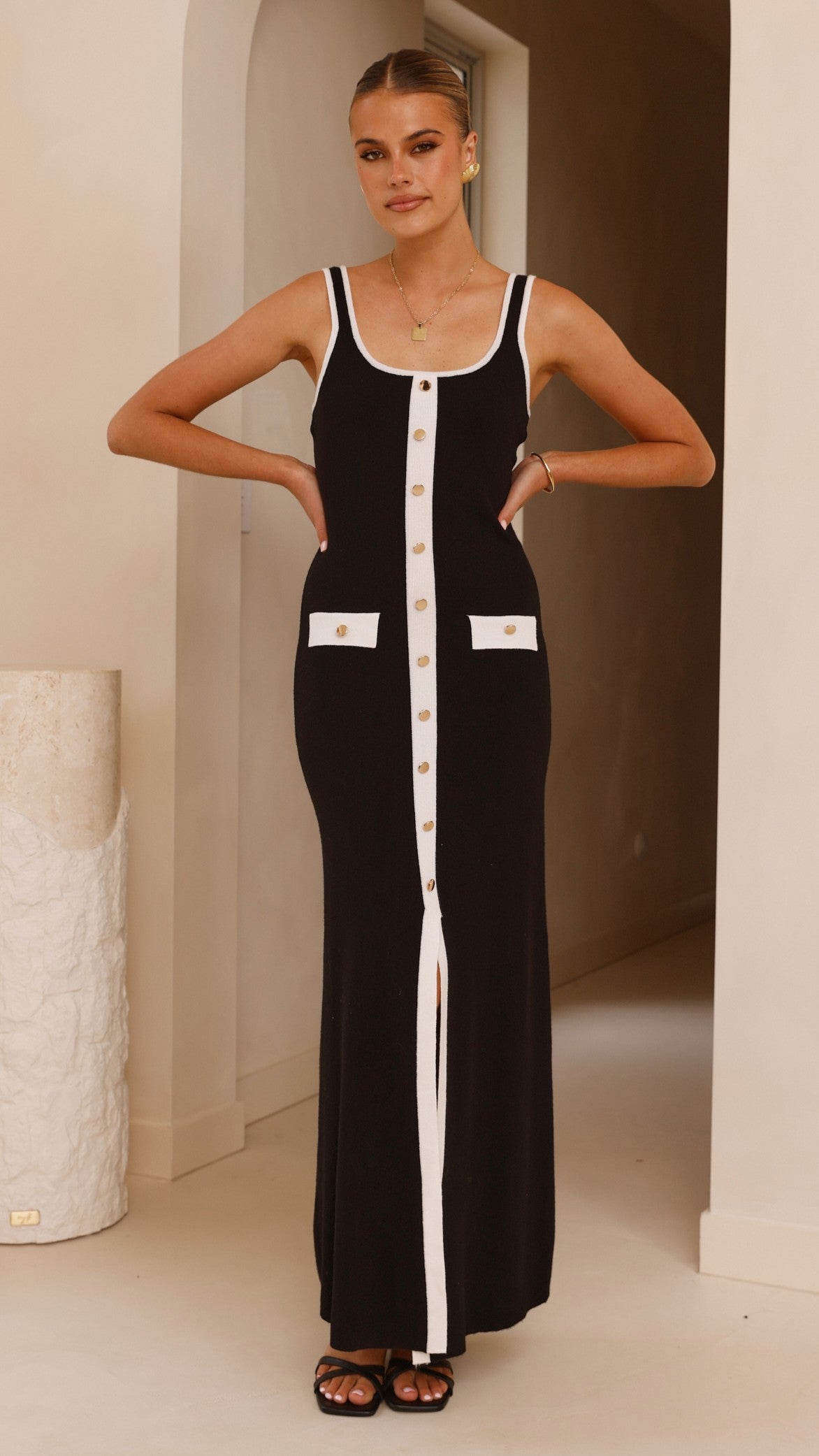 Rhi Maxi Dress - Black/White