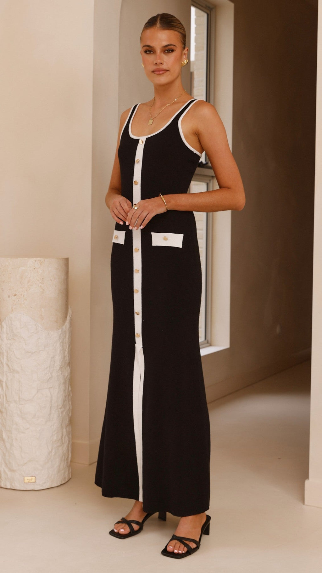 Rhi Maxi Dress - Black/White