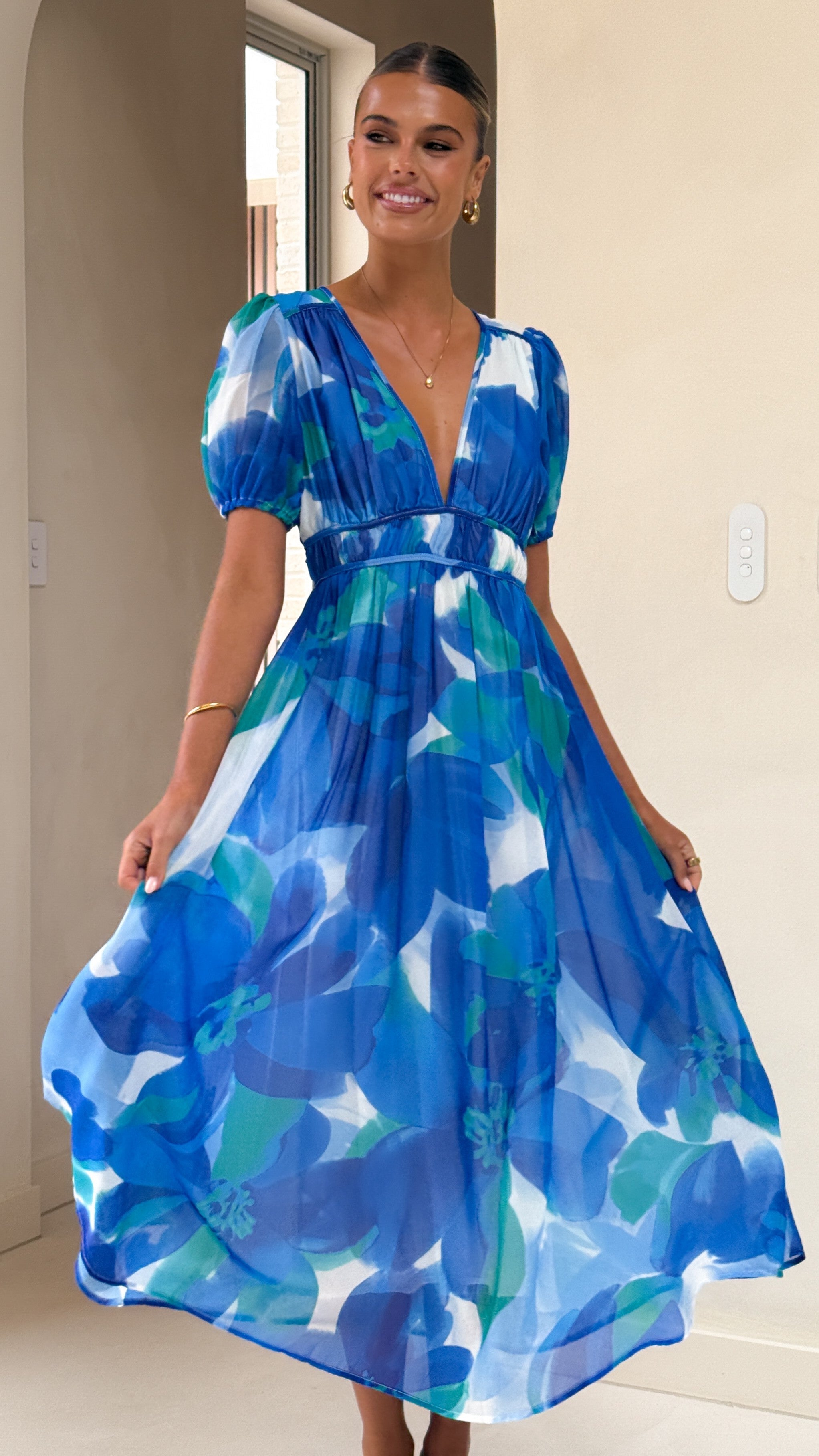 Ilah Maxi Dress - Blue/Green