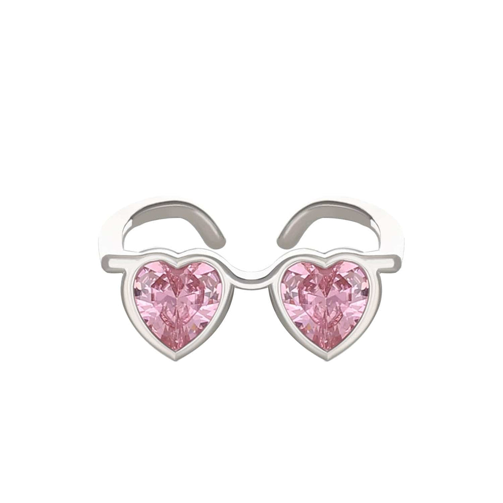 Cute Heart Shape Sunglasses Crystal Love Ring